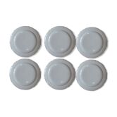 Set de 6 assiettes faience fine blanc perle restauration avant 1819 marque en creux montereau