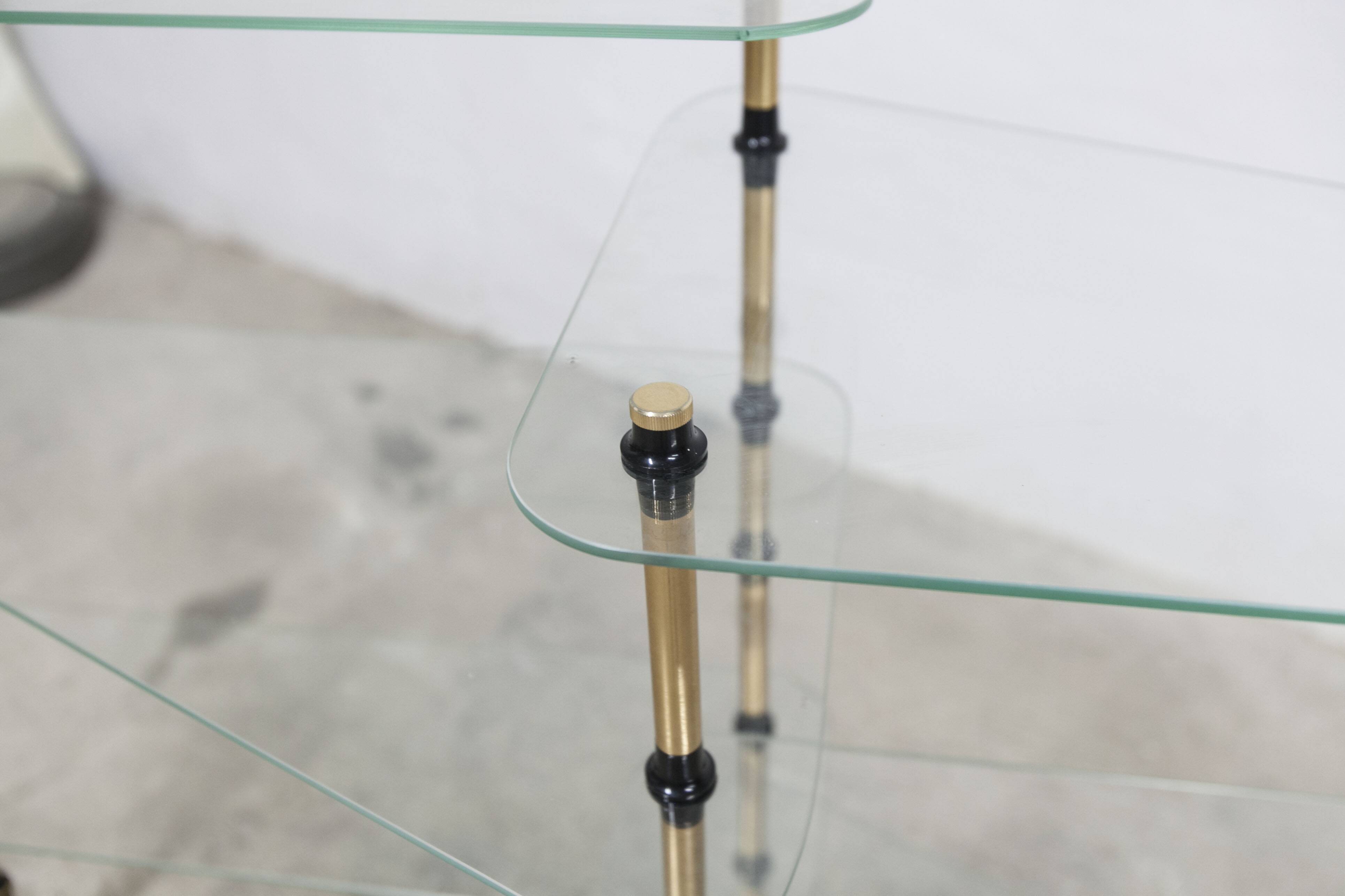 Glass and brass shop window display shelf 1950