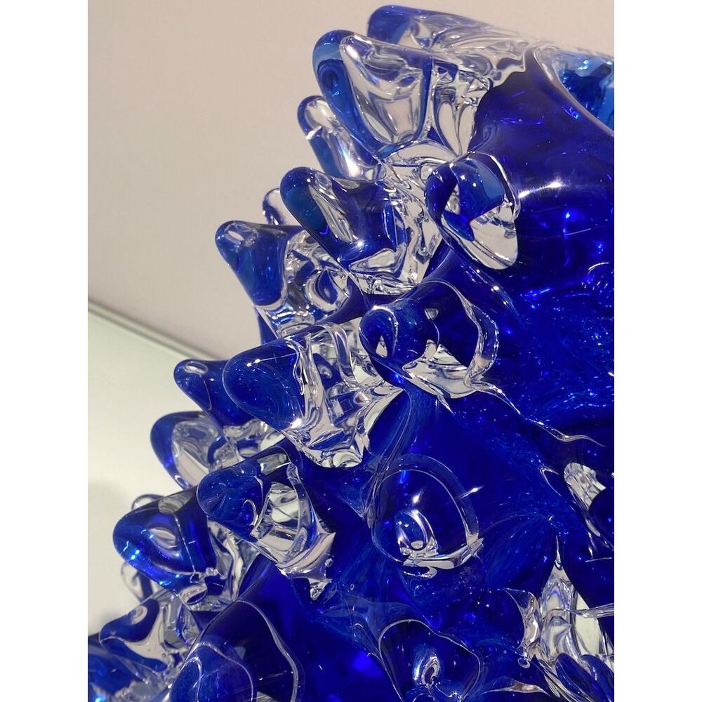 Rostrato blue murano glass vase