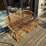 Rattan bench from the 60s
