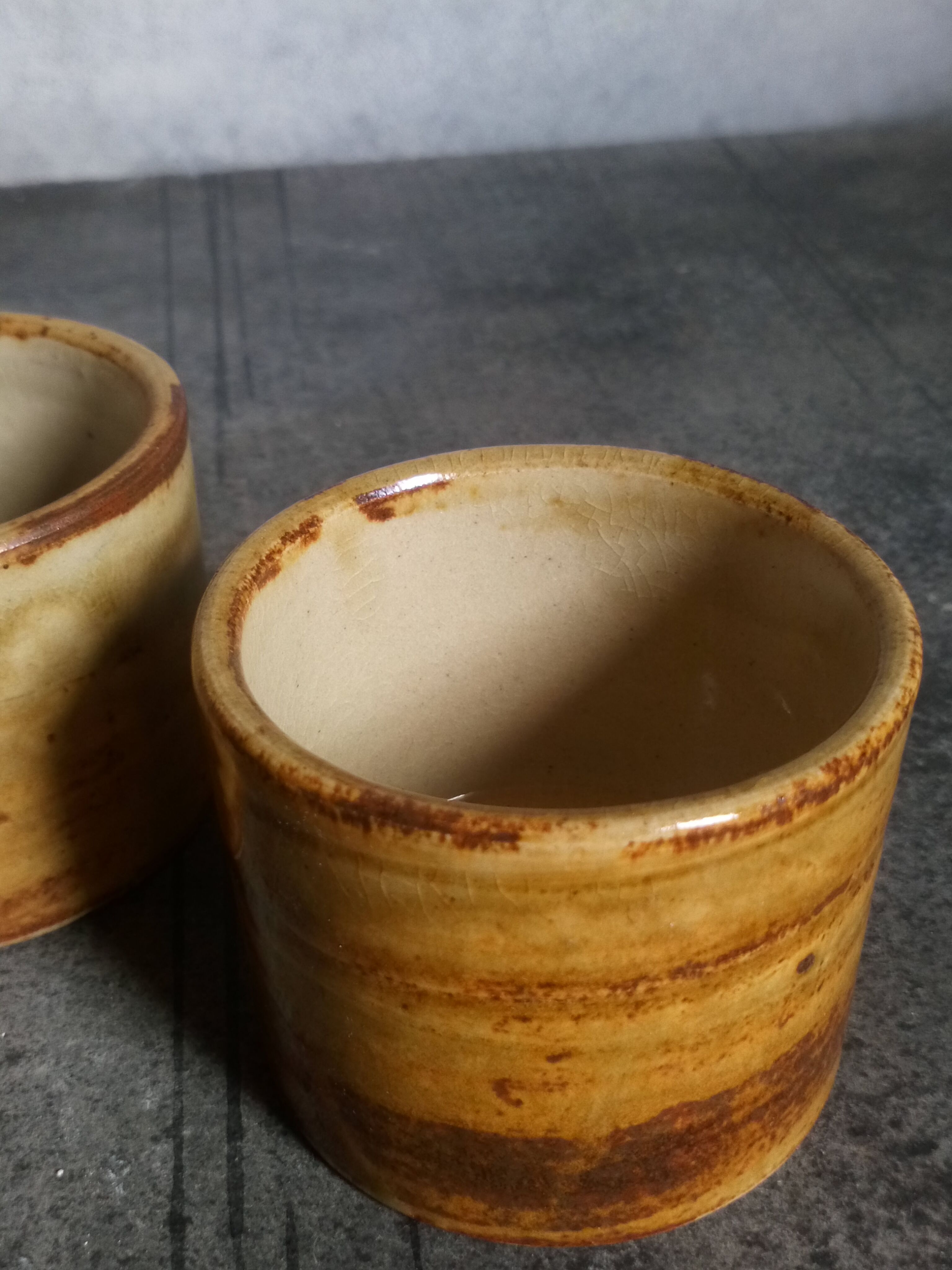 Six espresso cups in vintage sandstone