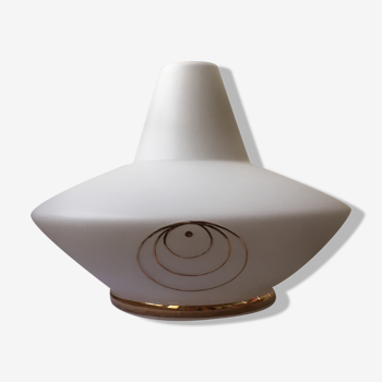 White glass pendant lamp seventies saucer model