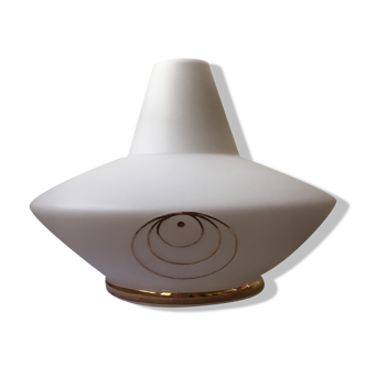 White glass pendant lamp seventies saucer model