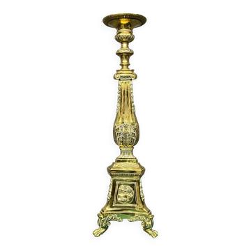 Large floor candlestick in solid bronze.