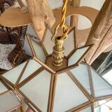 Vintage frosted glass and brass star pendant light
