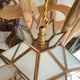 Vintage frosted glass and brass star pendant light
