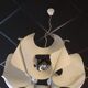 Space Age pendant lamp by Jean D'Imbleval in white lacquered aluminum, 1970