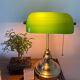 Antique banker's lamp in bronze and green opaline, Art Deco