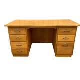 Vintage light oak executive desk