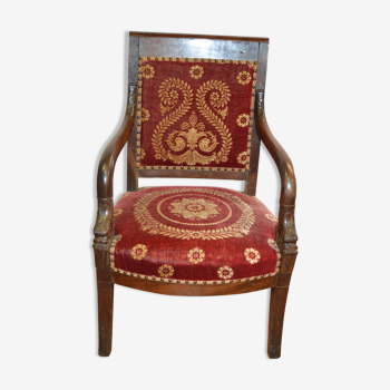 Fauteuil bergère style empire en acajou