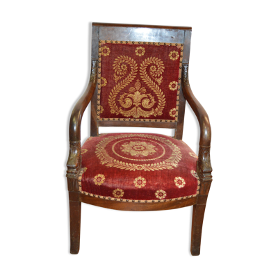 Fauteuil bergère style empire en acajou