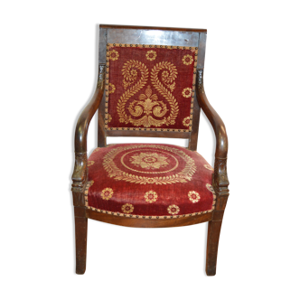 Fauteuil bergère style empire en acajou