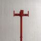 Postmodern red stained pine wood coat hanger
