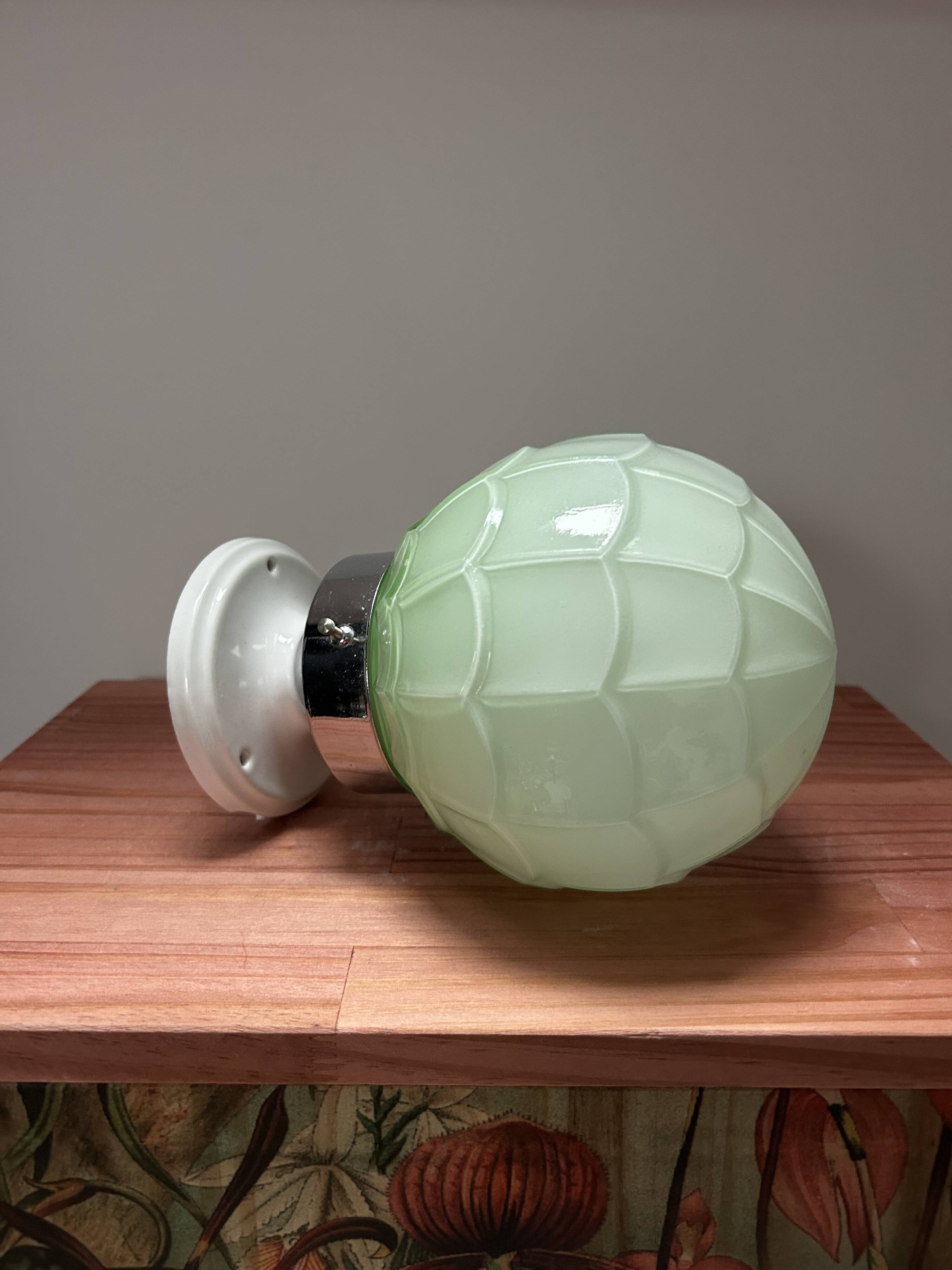 Set of three Thabur globe wall lights in pastel opaline