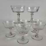 Set of 7 champagne glasses in crystal XIXth