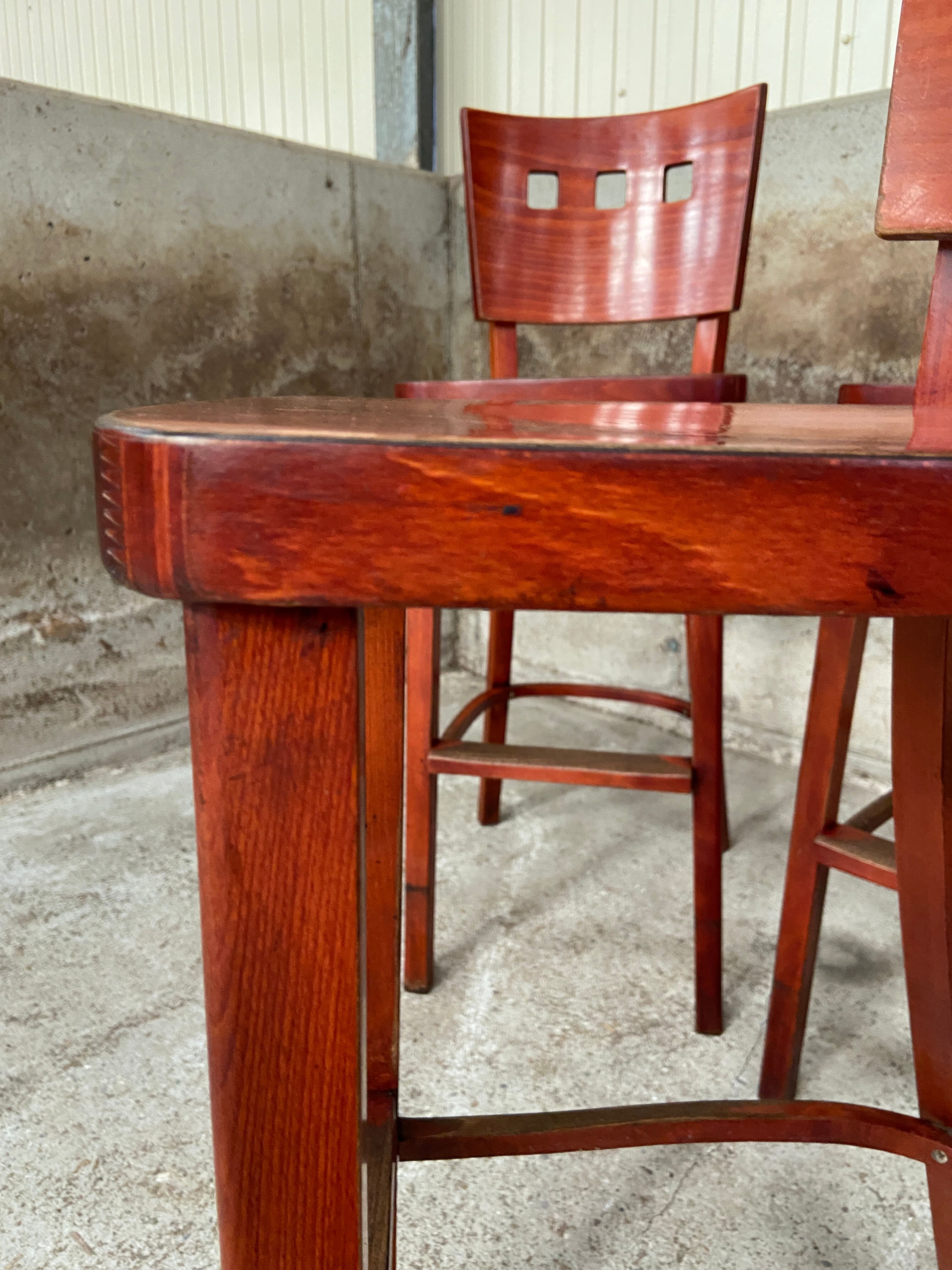 4 Bentwood bar stools 1980-90