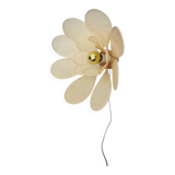 Flower wall light made of rattan and sand linen petals