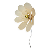 Flower wall light made of rattan and sand linen petals