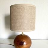 Wooden lamp, 2m fabric cable, fabric lampshade