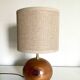 Wooden lamp, 2m fabric cable, fabric lampshade