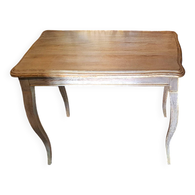 Table basse rectangulaire en bois massif peinte et patiné dorée 1950