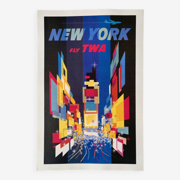 Print "fly twa new york" by artist david klein california from 1960