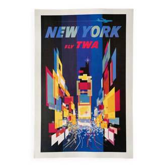 Print "fly twa new york" by artist david klein california from 1960