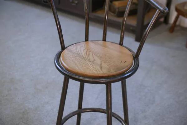Industrial stool with oak seat, 1960s