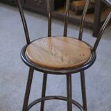 Industrial stool with oak seat, 1960s