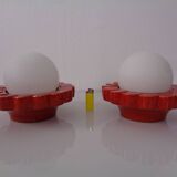 Pop Art Studio Ceramic & Glass Flower Wall Lamps, Germany, 1960s, Set of 2