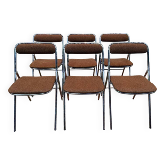 6 chaises pliables chromées 1970