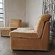Pair of modular velvet armchairs and ottoman