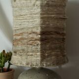 Vintage sandstone lamp and its wool lampshade
