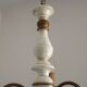 Vintage French 3-Light Chandelier White Wood & Bronzed Effect Metal