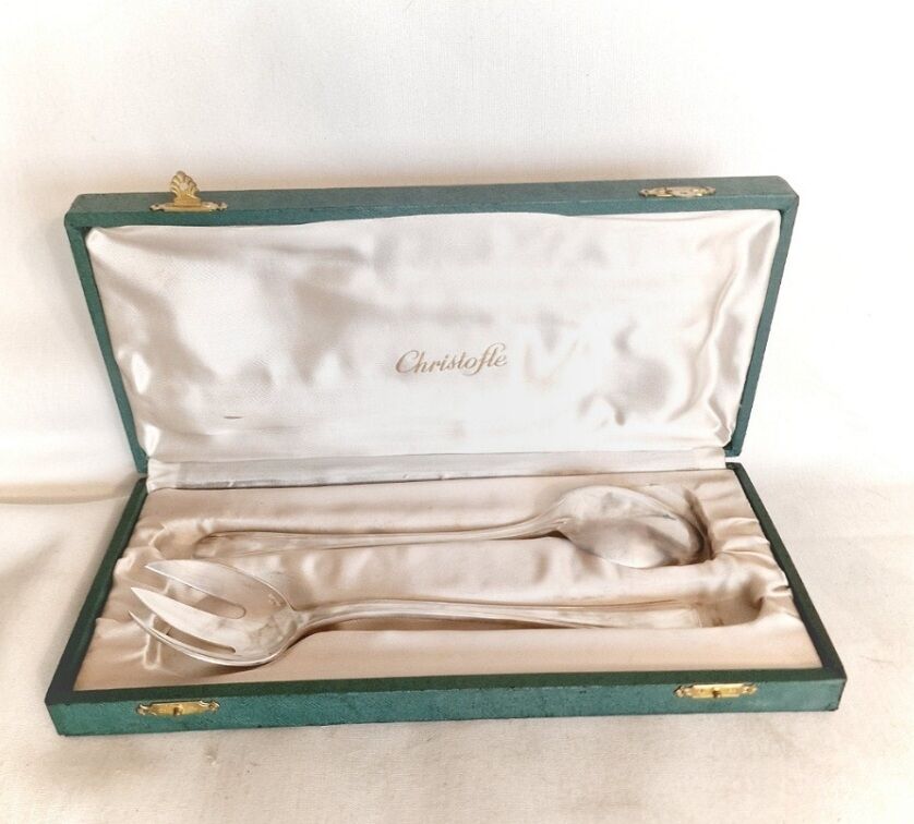 Old salad cutlery silver metal christofle