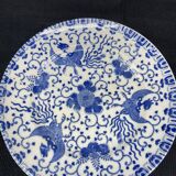 Service of 6 dessert plates, floral decoration, flowers, Japanese porcelain, Phoenix pattern, Blue, Japan