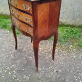 Commode ancienne en marqueterie style louis xv avec plateau marbre