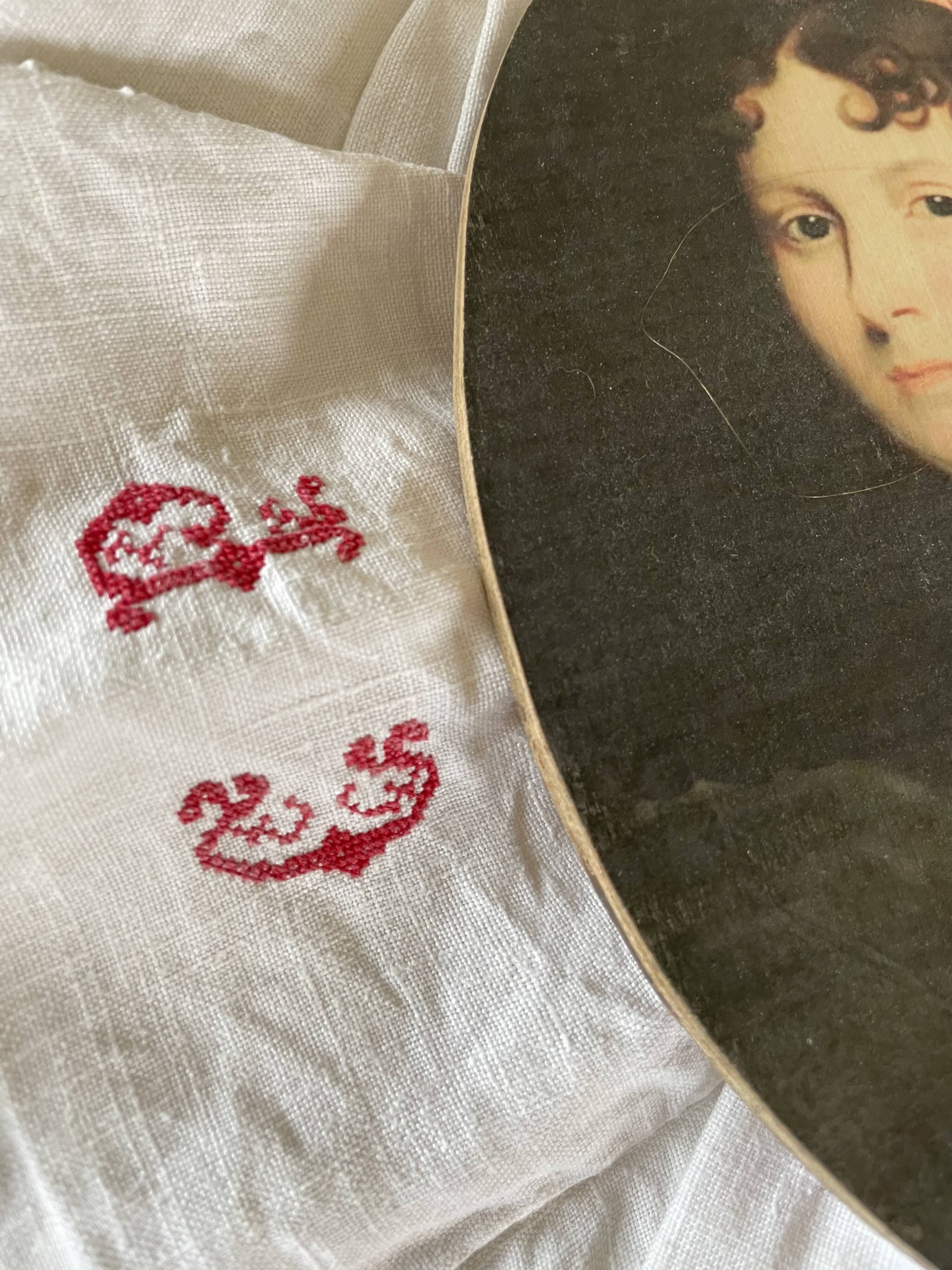 Antique embroidered linen cloth