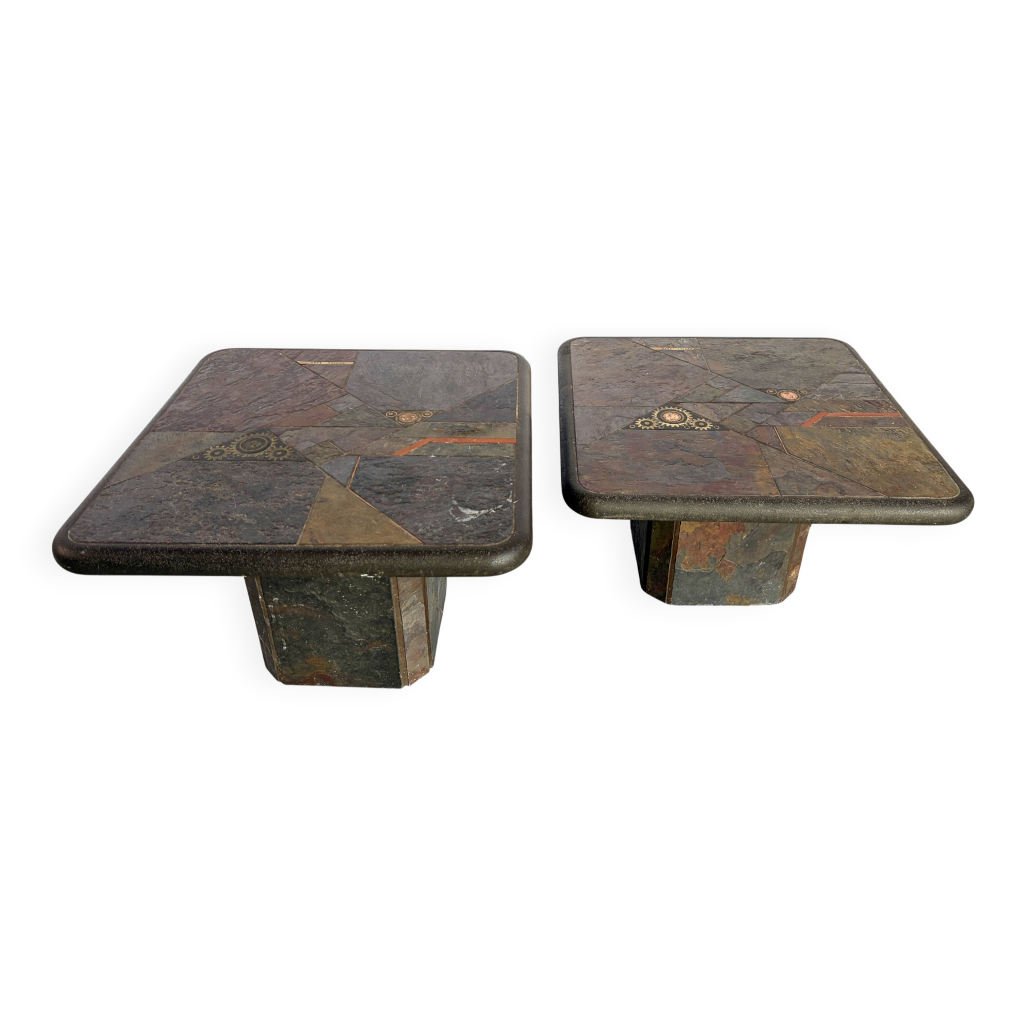 Vintage brutalist slate stone nesting by Laub, 1980s