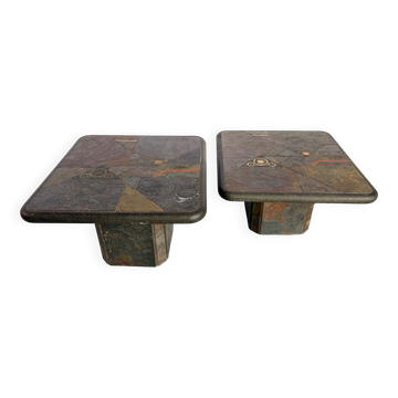 Vintage brutalist slate stone nesting by Laub, 1980s