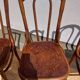 set of 3 curved wooden bistro chairs with patterns