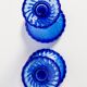 Set of two deep blue glass candlesticks from the mid-century, Poland, 1960s.