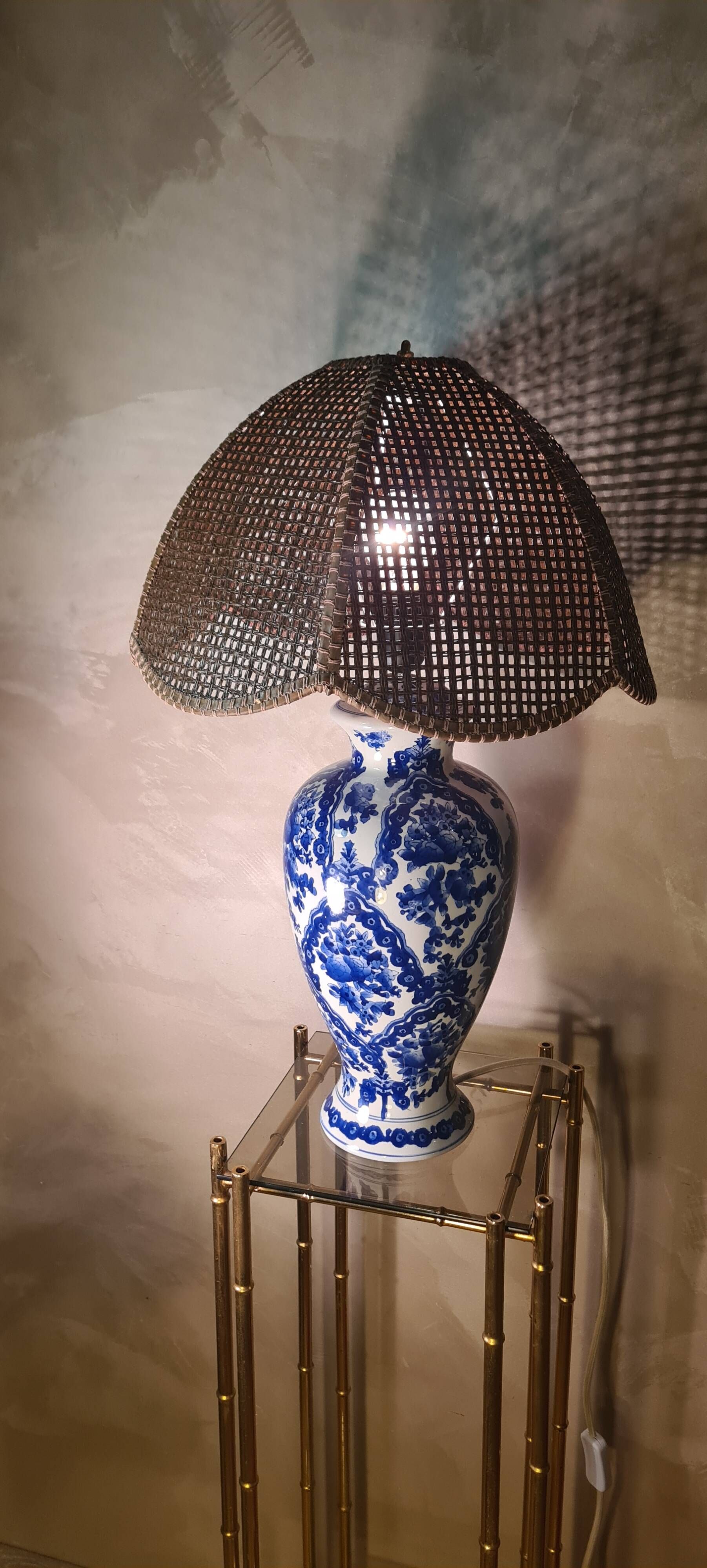 Large blue porcelain lamp 66x41 lampshade asia, japan, china elec new
