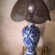 Large blue porcelain lamp 66x41 lampshade asia, japan, china elec new