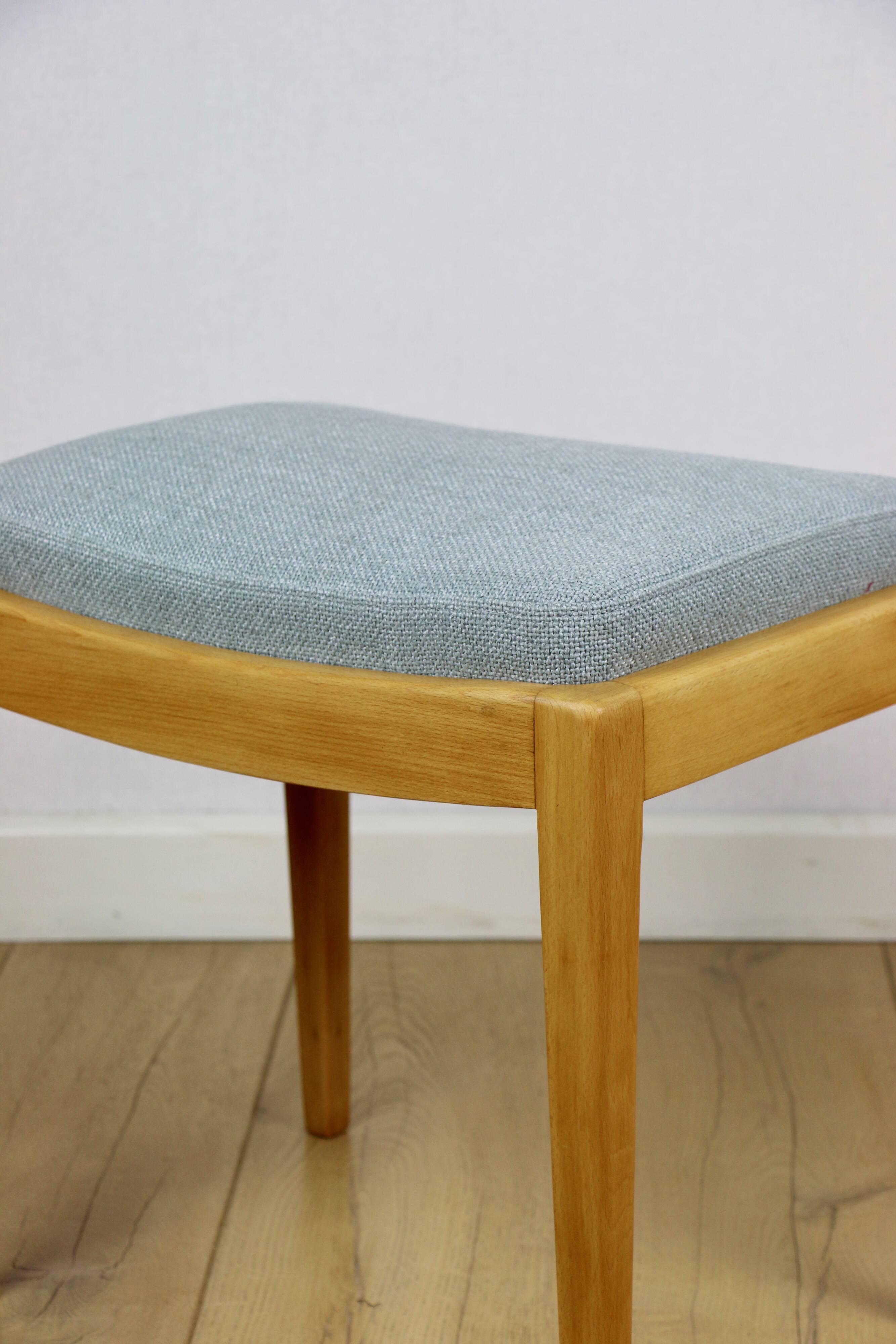 Stool seat light blue natural fabric Art Deco - 2 pieces available