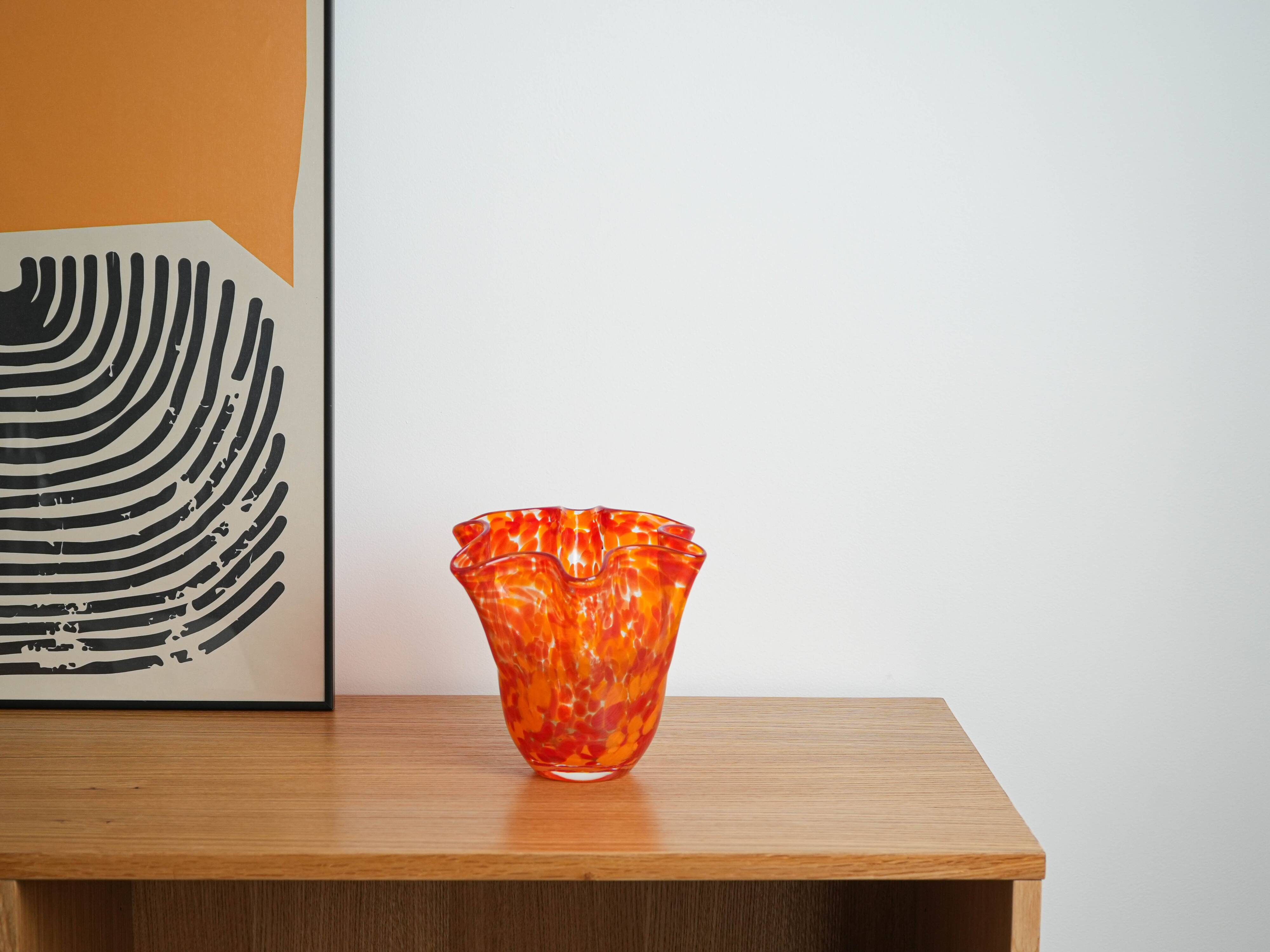 Orange glass vase, Danish design, 1970s, made in Denmark