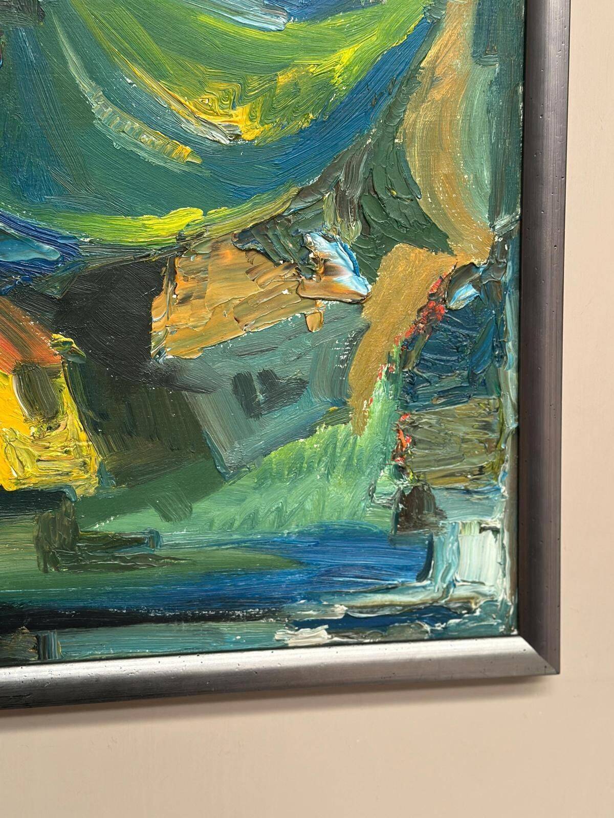 Original Mid Century Swedish Oil On Panel – “Abstract Motif” By Wilma Roos – Dated 1959 – Vintage & Framed