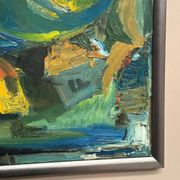 Original Mid Century Swedish Oil On Panel – “Abstract Motif” By Wilma Roos – Dated 1959 – Vintage & Framed