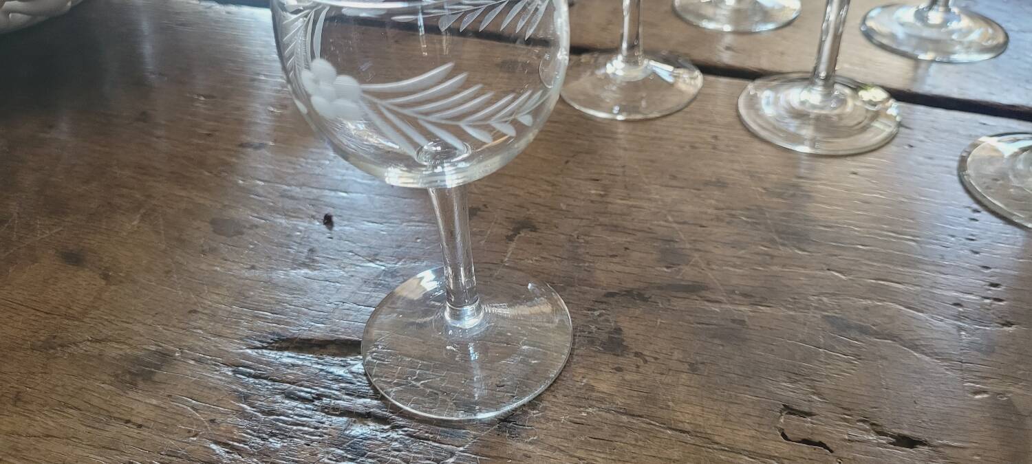 60's chiseled stemmed glasses