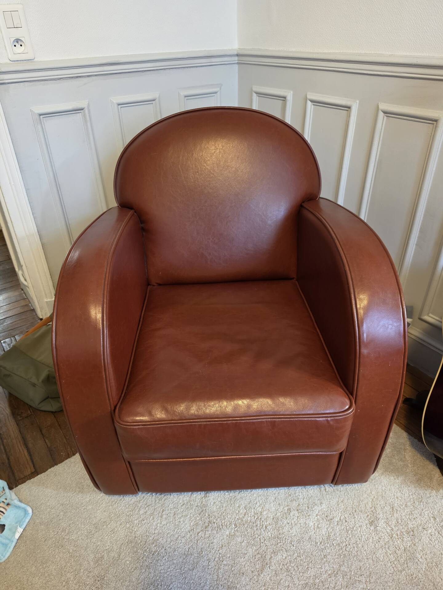 Cognac leather club armchair